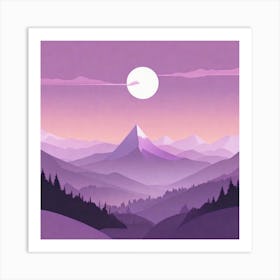 Misty mountains background in purple tone 94 Art Print