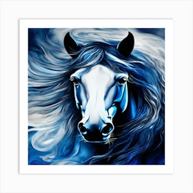 Blue Horse Painting 1 Art Print