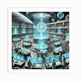 A Futuristic Sci Fi Scene Showcasing The Scientifi Art Print