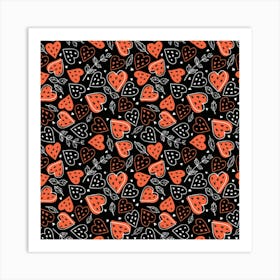 Seamless Vector Pattern With Watermelons Hearts Mint Art Print