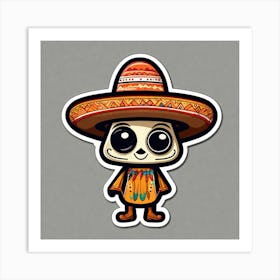 Mexican Sombrero And Pancho Sticker 2d Cute Fantasy Dreamy Vector Illustration 2d Flat Center (36) Art Print