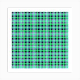 Green And Purple Plaid Fabric Art Print