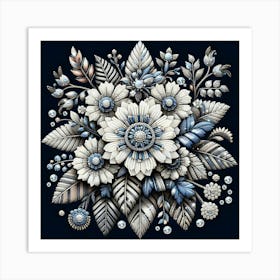 Blue And White Flowers Art Print