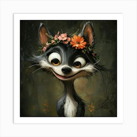 Fox In Flower Crown 9 Affiche