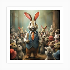 Rabbits In The Woods 4 Art Print