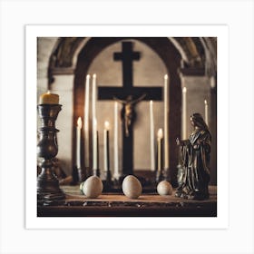 Easter Eggs In Church Art Print