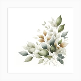 Watercolor Leaves 1 Art Print