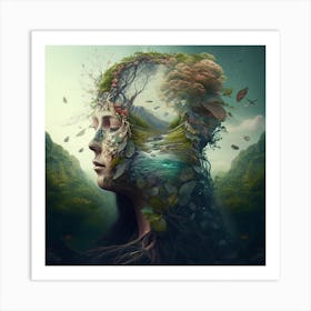 Woman'S Head With Trees Art Print