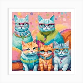 Family Of Cats Art Print