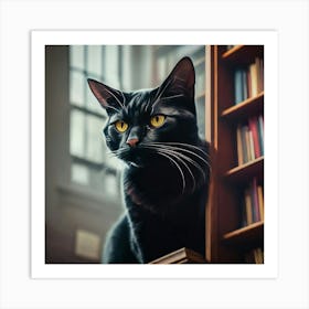 Black Cat With Yellow Eyes Art Print