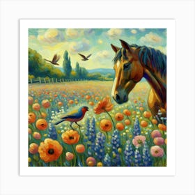 Horse In A Field 1 Art Print