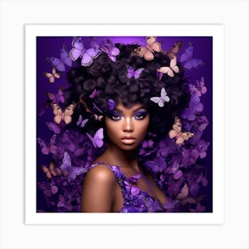 Beautiful African Woman With Butterflies 2 Art Print