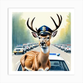 Deer Police Officer 1 Art Print