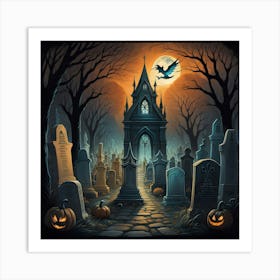 Haunted Cemetery Art Print