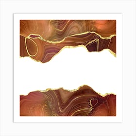 Orange Gold Glitter Agate Texture 06 1 Art Print