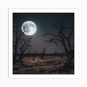 Full Moon Over Dead Trees Art Print