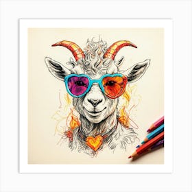 Goat In Sunglasses 3 Art Print