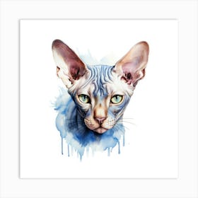 Don Sphynx Blue Eyed Cat Portrait 2 Art Print