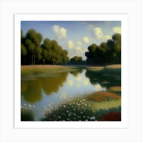 Pond With Flowers Art Print