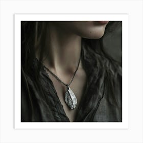 Silver Leaf Necklace Art Print