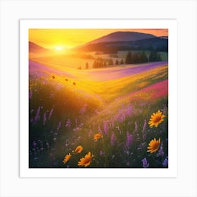 Sunset In The Mountains 1 Art Print