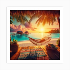 Hammock On The Beach 1 Art Print