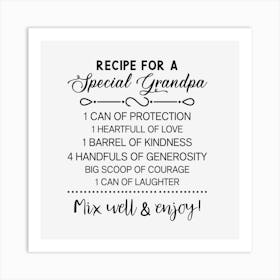 Recipe For A Special Grandpa Art Print