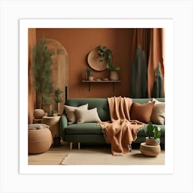 Default A Modern Rustic Living Room With Terracotta Walls A Be 2 Art Print