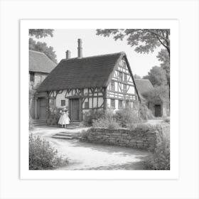 Cottage In The Village Art Print