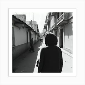 Woman Walking Down A Street Art Print