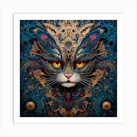 Cat With Gears art print Art Print