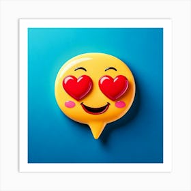 Firefly Heart Eyes Emoji, Emoji, Speech Bubble, Love, Adoration, Blue Background, Symbol, Affection, (5) Art Print