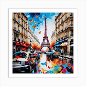 Paris With Butterflies 28 Art Print