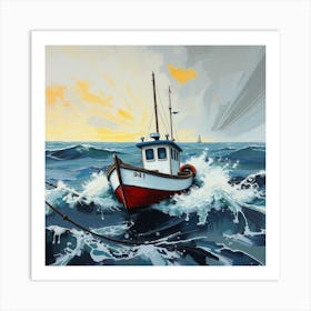 Fishing Boat In Rough Seas Art Print