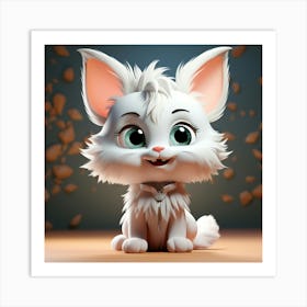 White Cat With Big Eyes 1 Art Print