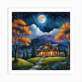 The House In The Moonlight Art Print