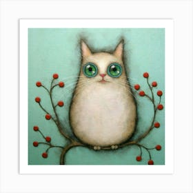 Cat On A Branch Art Print