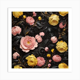 Black and pink and yellow Art Print