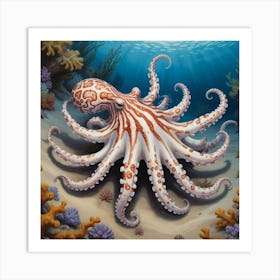 Mimic Octopus Illustration Art Print 2 Art Print