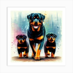 Rottweiler Puppies Art Print