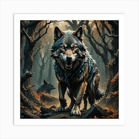 wolf in the woods Art Print