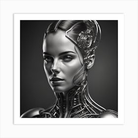 Cyborg Woman face on Created by using Imagine AI Art Art Print