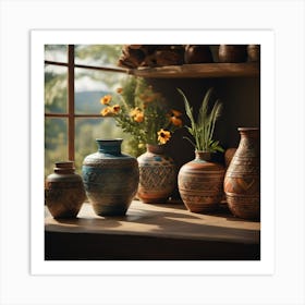 Vases In A Window Art Print
