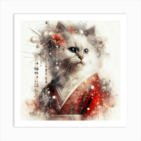 Kimono Cat 1 Art Print