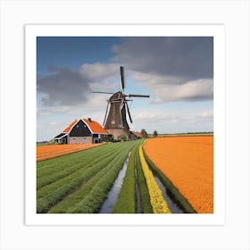 Windmill In The Dutch Countryside Art Print