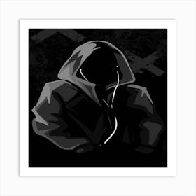 Silhouette Of A Hooded Man Art Print