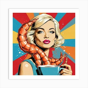 Girl With A Lobster Art Print