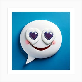 Firefly Heart Eyes Emoji With Speech Bubble On Blue Background 93449 Art Print