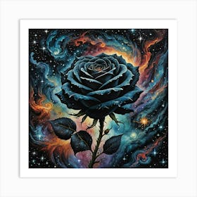 Black Rose In Space Art Print