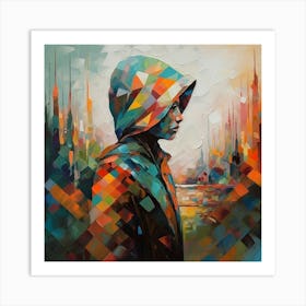 Girl In A Hoodie Art Print